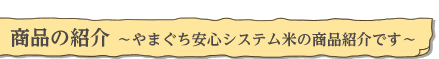 商品の紹介〜やまぐち安心システム米の商品紹介です〜